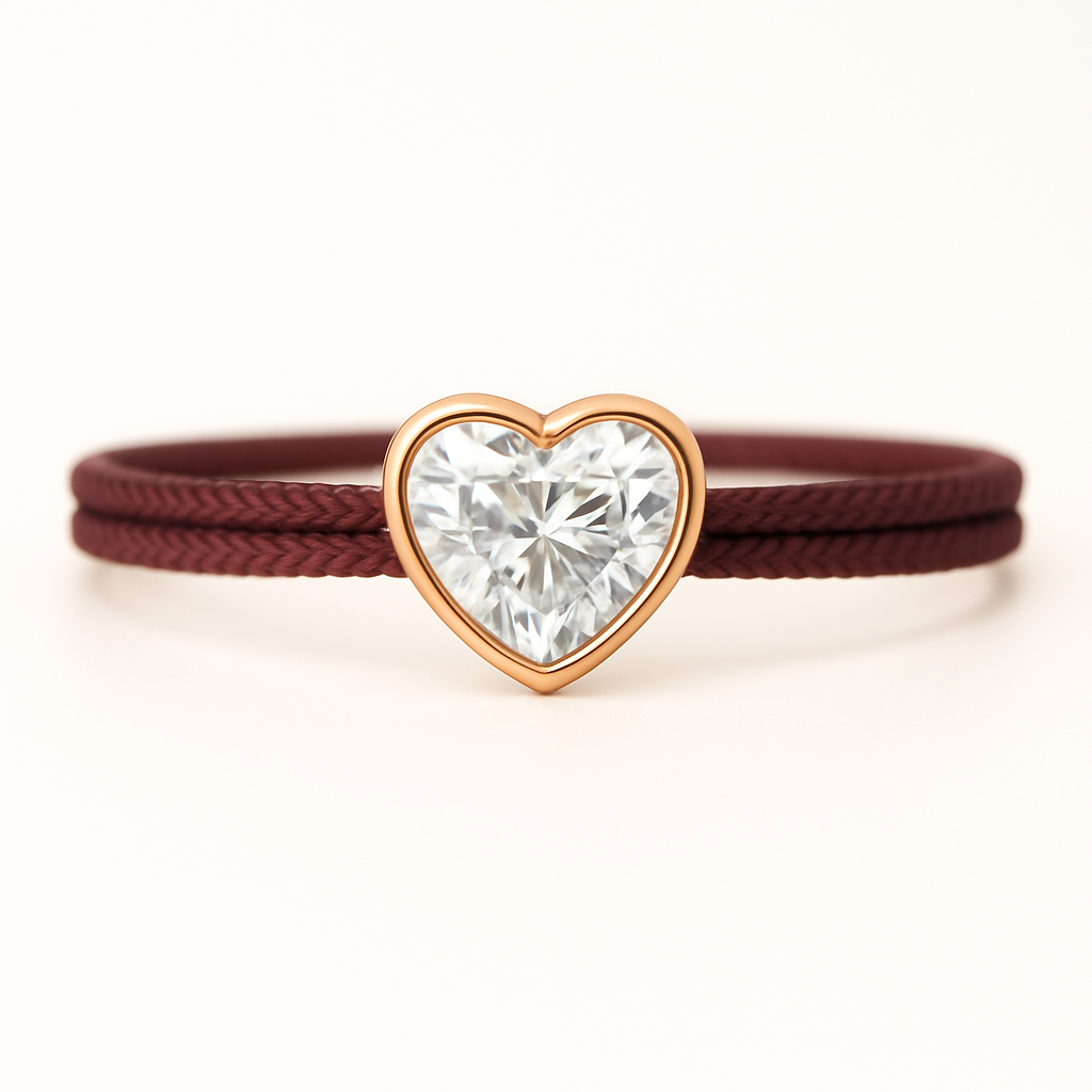 "Avec Moi" Heart Bracelet Bordeaux