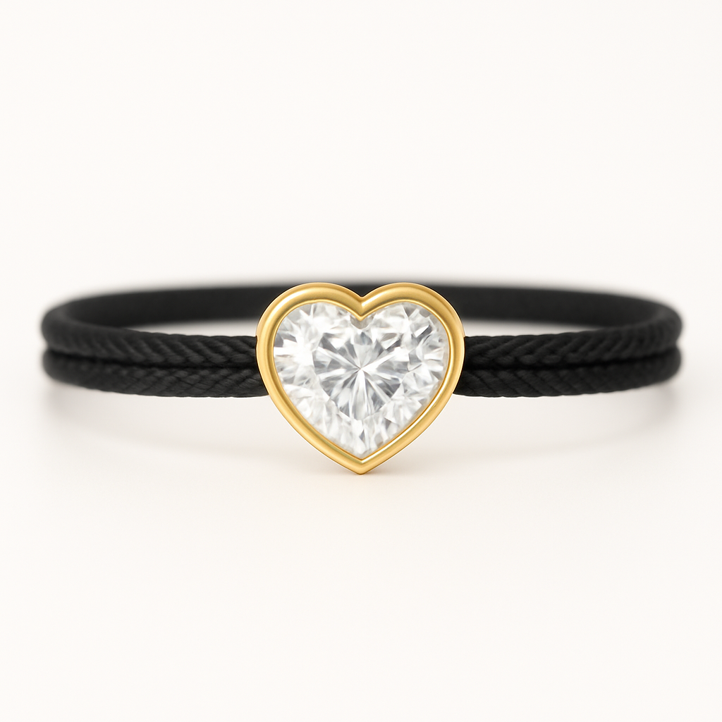 "Avec Moi" Heart Bracelet Black