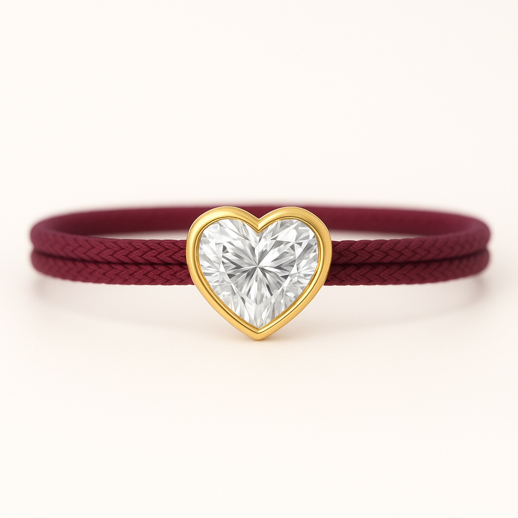 "Avec Moi" Heart Bracelet Bordeaux