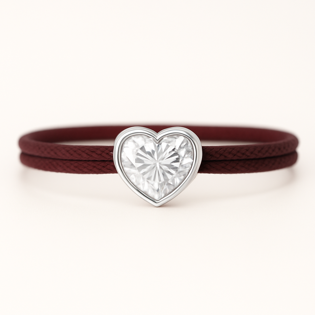 "Avec Moi" Heart Bracelet Bordeaux