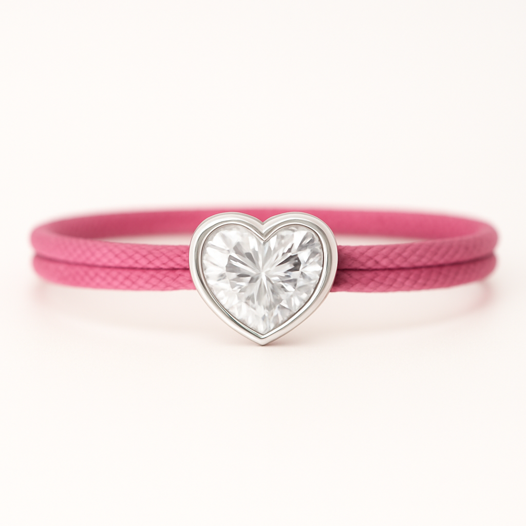 "Avec Moi" Heart Bracelet Pink