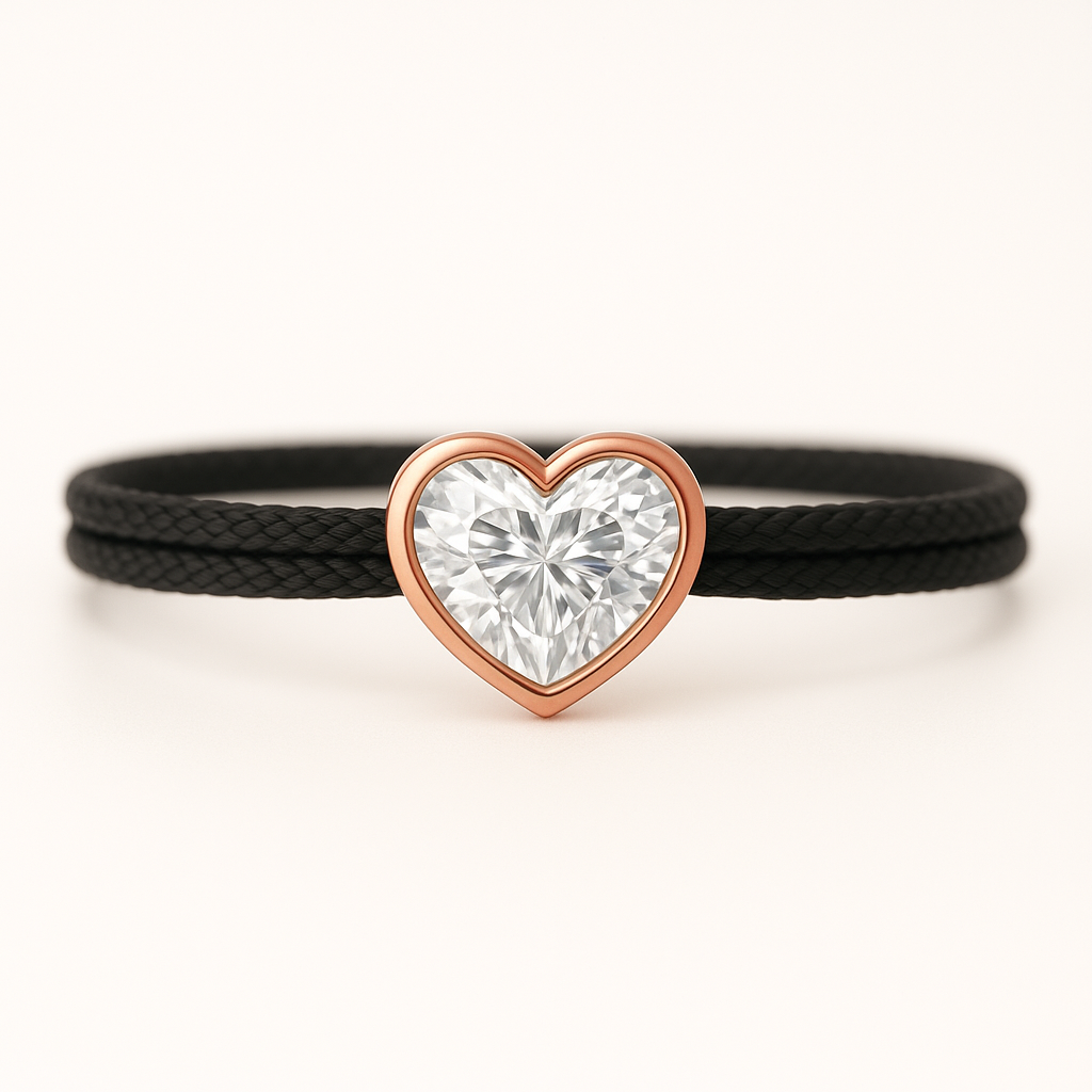 "Avec Moi" Heart Bracelet Black