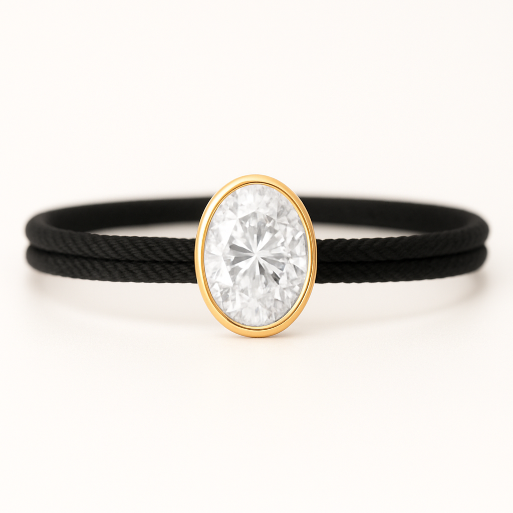 "Avec Moi" Oval Bracelet Black